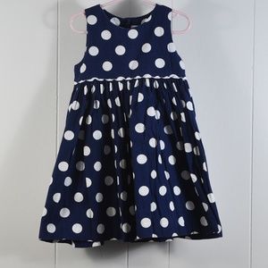 Girls Navy & White Polkadot Dress Sz4T